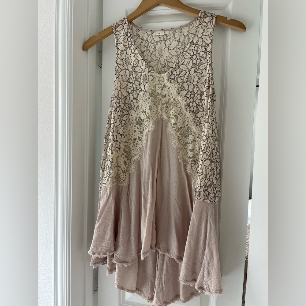 Mystree Pink/Ivory Lace Top
